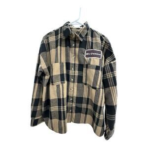 UPCYCLED LA Heart Brown Black M Flannel Long Sleeve El Camino Vintage Patch